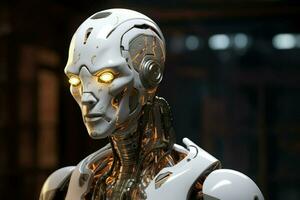 AI generated Modern futuristic robot with glowing eyes Ai generated photo