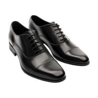 AI generated Men fashion leather black shoes isolated on transparent background png