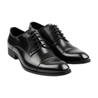 AI generated Men fashion leather black shoes isolated on transparent background png