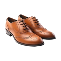 AI generated Men fashion leather brown shoes isolated on transparent background png