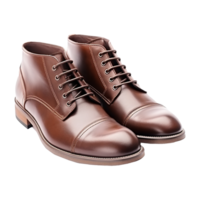 ai généré Hommes mode cuir marron des chaussures isolé sur transparent Contexte png