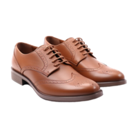 AI generated Men fashion leather brown shoes isolated on transparent background png