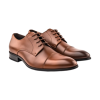 AI generated Men fashion leather brown shoes isolated on transparent background png