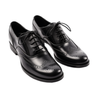 AI generated Men fashion leather black shoes isolated on transparent background png