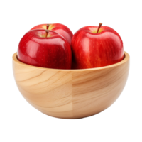 AI generated Apples in wooden bowl isolated on transparent background png