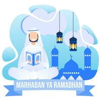 Illustration vector graphic cartoon character of ramadhan