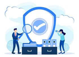 Illustration vector graphic cartoon character of data and document protection