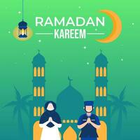 Illustration vector graphic cartoon character of ramadhan