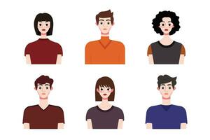 conjunto colección de personas avatar diseño. caracteres para social medios de comunicación y redes, sitio web, aplicación diseño, desarrollo, usuario perfil, y usuario perfil iconos vector ilustración.