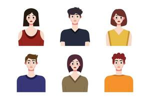 conjunto colección de personas avatar diseño. caracteres para social medios de comunicación y redes, sitio web, aplicación diseño, desarrollo, usuario perfil, y usuario perfil iconos vector ilustración.