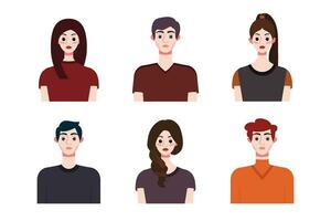 Set collection of people avatar design. Characters for social media and networking, website, app design, development, user profile, and user profile icons. Vector illustration.