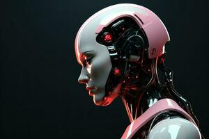 AI generated Closeup Beautiful female robot and girl humanoid face Ai generated photo