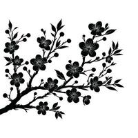 silueta de Cereza flores en pequeño racimos en un Cereza árbol rama en blanco antecedentes vector