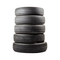 AI generated Tires stacked up isolated on transparent background png