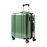 ai généré grand Voyage sac valise avec roues et manipuler isolé sur transparent Contexte png