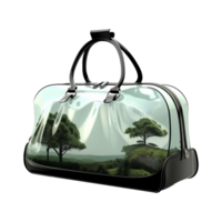 AI generated Large travel bag suitcase with wheels and handle isolated on transparent background png