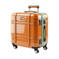 ai généré grand Voyage sac valise avec roues et manipuler isolé sur transparent Contexte png