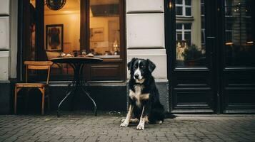AI generated Photo of a loyal dog patiently waiting for its owner. Generative AI