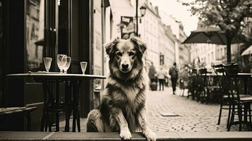 AI generated Photo of a loyal dog patiently waiting for its owner. Generative AI