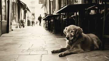 ai generado foto de un leal perro pacientemente esperando para sus dueño. generativo ai