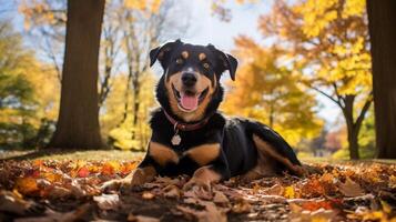 ai generado foto de un bien portado perro posando generativo ai