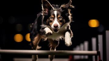 ai generado foto de un elegante perro participativo en un canino agilidad. generativo ai