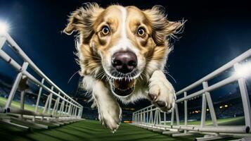 ai generado foto de un elegante perro participativo en un canino agilidad. generativo ai