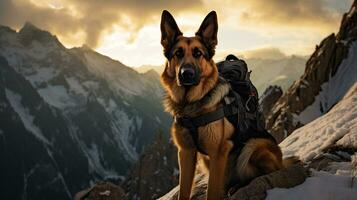AI generated Photo of a determined search and rescue dog. Generative AI