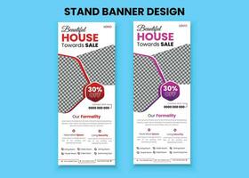 Creative, Elegant, minimal, Simple, conceptual and flexible professional Real Estate rollup banner template. vector
