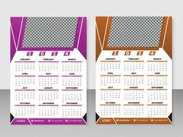 New year aesthetic and eye-catching vector wall calendar design template.