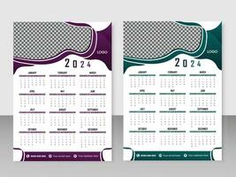 Colorful, minimalist, simple and abstract shapes 2024 calendar Design. vector