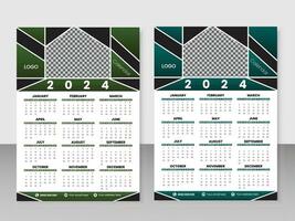 Colorful, minimalist, simple and abstract shapes 2024 calendar Design. vector