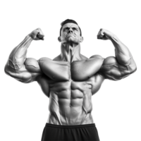 AI generated Man athlete flexing muscle isolated on transparent background png