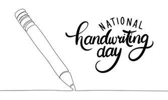 National Handwriting day banner with line art pen. Handwriting text and one line continuous pen. Hand drawn vector art.