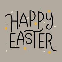 Happy Easter text banner. Handwriting inscription, Happy Easter color square composition. Hand drawn vector art