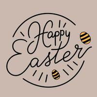 Happy Easter text banner. Handwriting inscription, Happy Easter color square composition. Hand drawn vector art