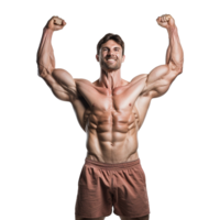 AI generated Man athlete flexing muscle isolated on transparent background png