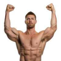 AI generated Man athlete flexing muscle isolated on transparent background png