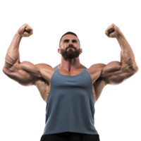 AI generated Man athlete flexing muscle isolated on transparent background png