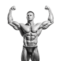 AI generated Man athlete flexing muscle isolated on transparent background png