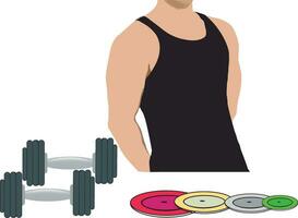 Black tank top in front with men's bust- vector