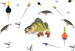 sports accessories fishing equipment perch trout- vector