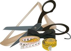 tailor accessories meter and scissors- vector