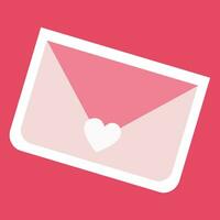 Letter envelope with Heart on it, sent by mail in pink color. Sticker for Social media, messages of love, fraternity or friendship. Vector Flat Cartoon illustration, Valentine day concept for Postcard