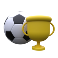 unique 3d rendering soccer ball golden cup creative icon simple.Realistic vector illustration. png