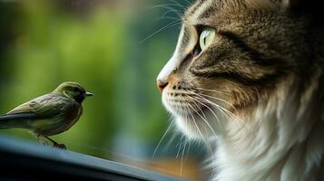 ai generado foto de un gato con brillante verde ojos curioso intención. generativo ai