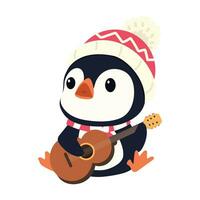 Cute penguin with guitar vector