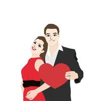 Free vector big isolated couple in love, happy young girl and boy in love