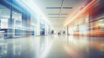 AI generated Generative AI, shopping mall empty, motion blur, blurred abstract background photo