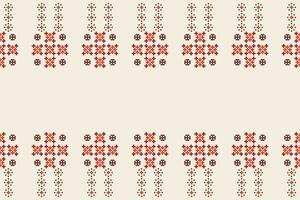 Ethnic geometric fabric pattern Cross Stitch.Ikat embroidery Ethnic oriental Pixel pattern brown cream background. Abstract,vector,illustration. Texture,clothing,frame,motifs,silk wallpaper. vector